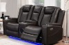 Picture of MONROSE 3 Seat with Drop-Down Console USB Port, Power Socket & Wireless Charging (3RRC) Air Leather Dual Motor Reclining Sofa (Brown)