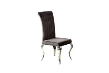 Picture of  [FLOOR MODEL CLEARANCE] AITKEN Stainless Frame Velvet Dining Chair (Dark Grey)