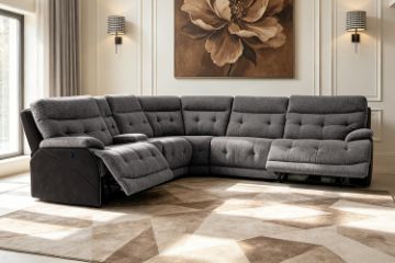 Picture of SOMNIX Manual Reclining Sectional Sofa with Storage Console & Cup Holders 