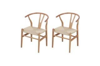 Picture of WISHBONE Solid Beech Wood Y Replica Chair (Natural) - 2 Chairs in 1 Carton