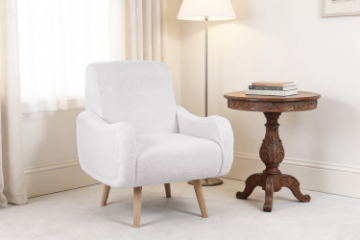 Picture of [FLOOR MODEL CLEARANCE] CLOUDTOP Teddy Fabric Lounge Chair (White) 