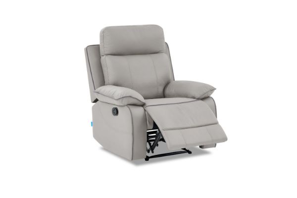Picture of  [FLOOR MODEL CLEARANCE]  SORIANO Air Leather Manual Reclining 1 Seater Sofa (Pebble Grey) 
