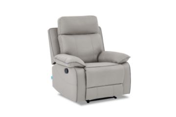 Picture of  [FLOOR MODEL CLEARANCE]  SORIANO Air Leather Manual Reclining 1 Seater Sofa (Pebble Grey) 
