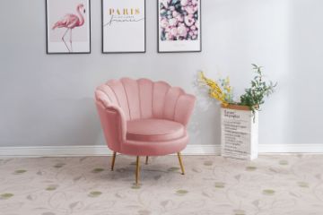 Picture of  [FLOOR MODEL CLEARANCE]  EVELYN Curved Flared Accent Velvet Chair (Pink)