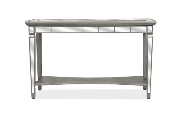 Picture of [FLOOR MODEL CLEARANCE] PALLIE Tempered Glass Top Segmented Mirror Console Table