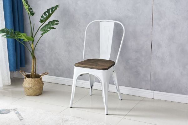 Picture of [FLOOR MODEL CLEARANCE] TOLIX Replica Dining Chair With Solid Rustic Pine Wood (White)