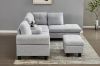 Picture of [FLOOR MODEL CLEARANCE]DEVON Fabric Sectional Sofa with Storage Ottoman (Grey) - Chaise Facing Right