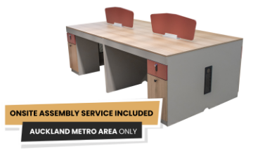 Picture of [FLOOR MODEL CLEARANCE] FOCUS 240 Office System 4-Seater Desk with Cabinets 