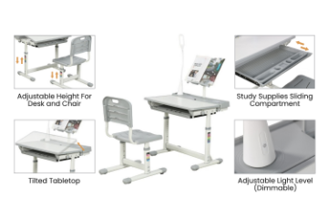 Picture of  [FLOOR MODEL CLEARANCE] MINI Ergonomic Height Adjustable Kid's Desk and Chair (Grey) 