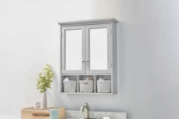 Picture of [FLOOR MODEL CLEARANCE]ALLEN 2-Door Mirrored Bathroom Wall Cabinet (Grey) 