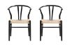 Picture of WISHBONE Solid Beech Wood Y Replica Chair (Black) - 2 Chairs in 1 Carton