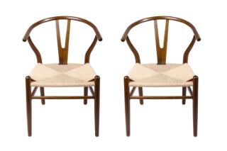 Picture of WISHBONE Solid Beech Wood Y Replica Chair (Walnut) - 2 Chairs in 1 Carton