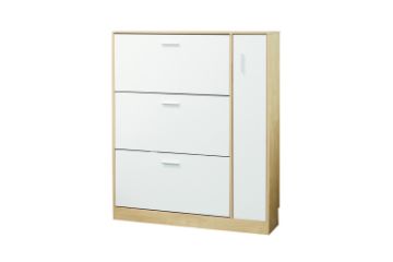 Picture of YORU 100 1-Door 3-Drawer Shoe Cabinet  (Oak & White)