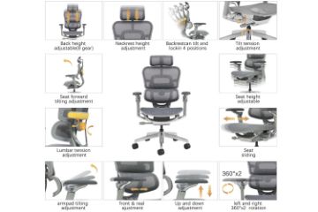 Picture of NEXO High Back Office Chair with 8D Armrests, Dual Lumbar Support & Seat Slider