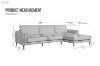Picture of LONG ISLAND Sectional Fabric Chaise Facing Right Sofa (Light Grey)