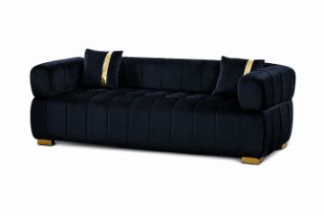 Picture of VEGAS Chesterfield Velvet  Sofa (Black)  - 3 Seater