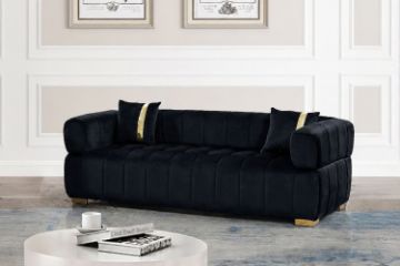 Picture of VEGAS Chesterfield Velvet  Sofa (Black)  - 3 Seater