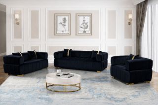 Picture of VEGAS Chesterfield Velvet  Sofa (Black)  - 3+2+1 Sofa Set 