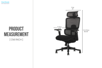 Picture of FLEXO Pro Height Adjustable Mesh Office Chair with 5D Armrests, Lumbar Support (Dark)