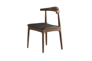 Picture of HORN Solid Wood Dining Chair with Black Cushion (Walnut) - Each
