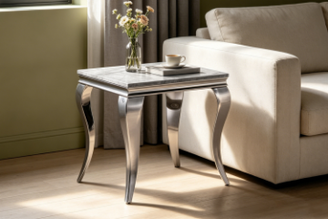 Picture of AITKEN Marble Top Stainless Steel Side Table (Grey)