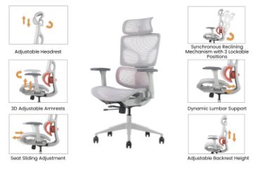 Picture of NEXEN Pro High Back Office Chair with Adjustable Headrest & Backrest, Lumbar Support, 3D Armrests and Seat Slider