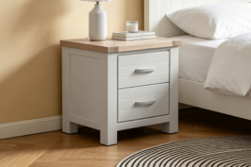 Picture of SICILY 2-Drawer Solid Wood with Ash Top Bedside Table 