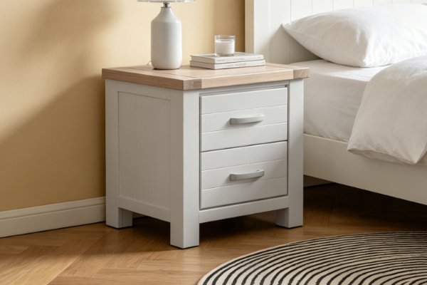 Picture of SICILY 2-Drawer Solid Wood with Ash Top Bedside Table 