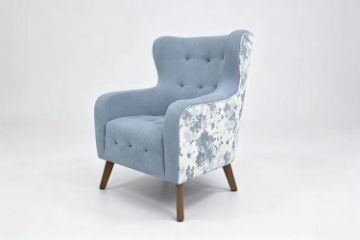 Picture of LUNORA Blue Accent 1 Seater Sofa/Armchair/Sofa Chair with Floral Outer Back