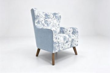 Picture of LUNORA Blue Accent 1 Seater Sofa/Armchair/Sofa Chair with Floral Inner Seat