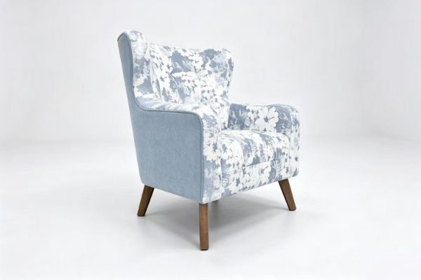 Picture of LUNORA Blue Accent Armchair/Sofa Chair with Floral Inner Seat