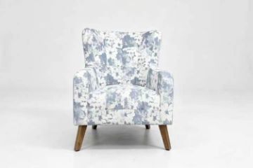 Picture of LUNORA Blue Accent 1 Seater Sofa/Armchair/Sofa Chair with Floral Inner Seat