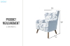 Picture of LUNORA Blue Accent 1 Seater Sofa/Armchair/Sofa Chair with Floral Inner Seat