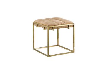 Picture of  [FLOOR MODEL CLEARANCE]  CANARY Gold Frame Velvet Foot Stool (Beige)