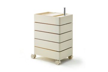 Picture of [FLOOR MODEL CLEARANCE] GALEN Rotating 5 Tier Utility Drawer Wheel Trolley - Off White 