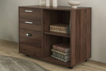 Picture of [FLOOR MODEL CLEARANCE] CRUZ Mobile File Cabinet with Password Lock & Wheels (Brown)
