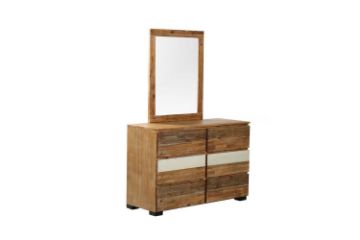 Picture of   [FLOOR MODEL CLEARANCE] LEAMAN 6-Drawer Solid Acacia Wood Dresser with Mirror