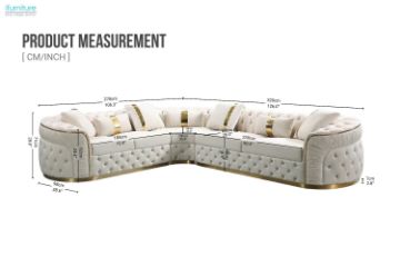 Picture of [FLOOR MODEL CLEARANCE]  PIEDMONT Chesterfield Velvet Sectional Sofa (Beige)