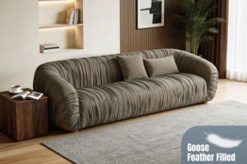 Picture of MOCHA 4 Seater Goose Feather-Filled Fabric Sofa
