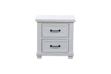 Picture of  [FLOOR MODEL CLEARANCE]  PURELAND Solid Pine Wood 2-Drawer Bedside Table (White)