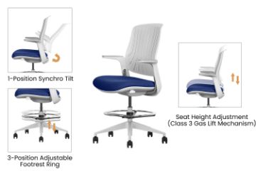 Picture of AERIS Mid Back Automatic Gliding Multifunctional Office Chair with Adjustable Foot Ring