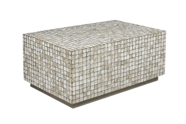 Picture of PIEDRAS Acacia Wood Coffee Table with Coconut Tiles