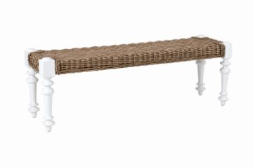 Picture of NEVADA 140 Acacia Wood Bench with Full Kubu Grey Original Weave Seat