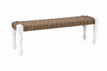 Picture of NEVADA 140 Full Grey Kubu Original Weave Seat Bench with Solid Acacia Wood Legs