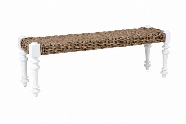 Picture of NEVADA 140 Full Grey Kubu Original Weave Seat Bench with Solid Acacia Wood Legs