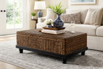 Picture of DALIRIN Acacia Wood Storage Coffee Table with Celeste Weave 