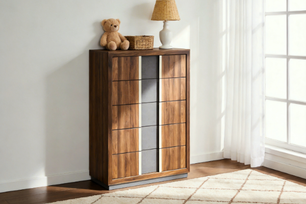 Picture of  [FLOOR MODEL CLEARANCE] SANDRA 5-Drawer Tallboy (Walnut Colour)