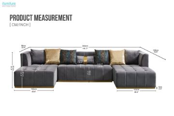 Picture of  [FLOOR MODEL CLEARANCE]  HALOTINE U-Shape Velvet Sectional Sofa (Grey)