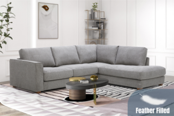 Picture of   [FLOOR MODEL CLEARANCE]HEARTLAND Feather-Filled Fabric Sectional Sofa (Grey) - Chaise Facing Right