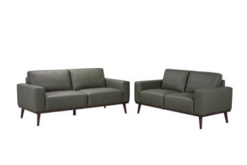 Picture of RHETT 3/2 Seater 100% Genuine Leather Sofa Range with Solid Wood Platform Base (Muted Green)